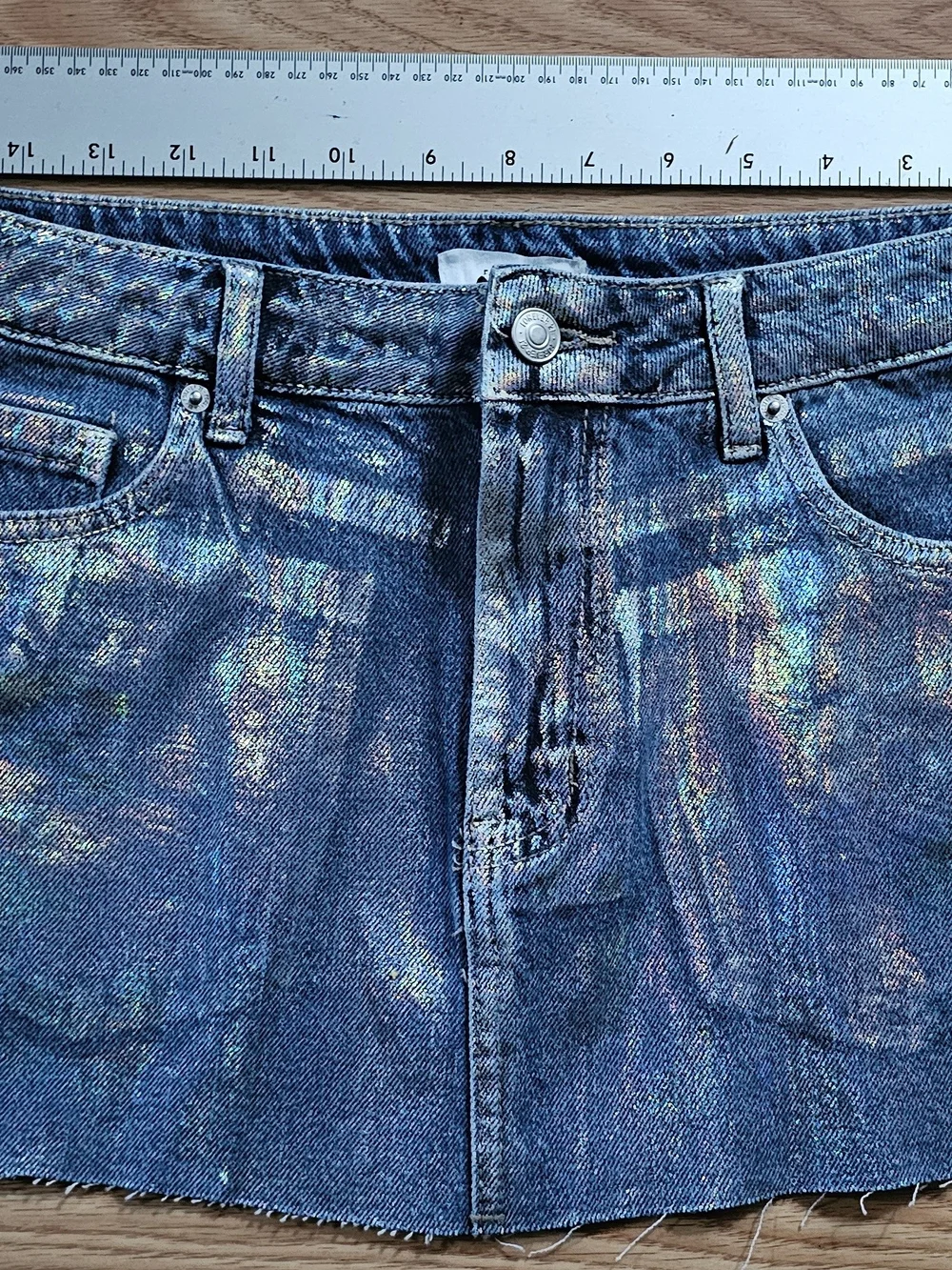 Forever 21 Blue Iridescent Denim Mini Skirt